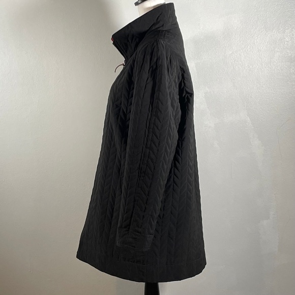 Black Burgundy Full Zip Up Quilted Reversible Straight Cut Long Sleeve Jacket L - Picture 5 of 9